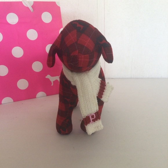 PINK VICTORIAS SECRET BUFFALO PLAID MINI DOG WITH SCARF - Picture 12 of 14